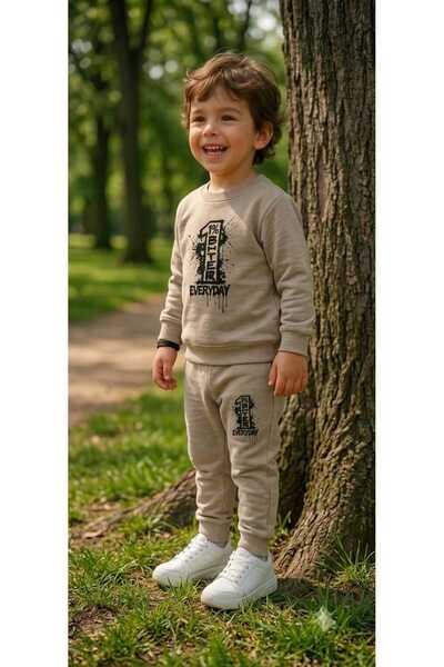 tuma collectıon Boys' Winter Tracksuit Set Sweatshirt Bottoms Cotton Three-Thread Ribbed 3-4-5-6-7 Years Old (Please Choose One Size Larger)