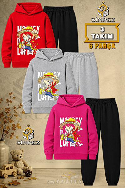 SİNREZ Children's Unisex 3Lu Samanadam One Punch Man Printed Hooded Tracksuit...