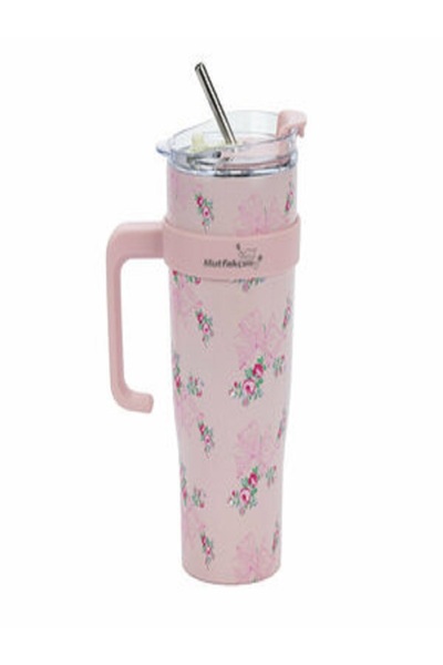 EKO Millioncum Steel Patterned Flask with Straw