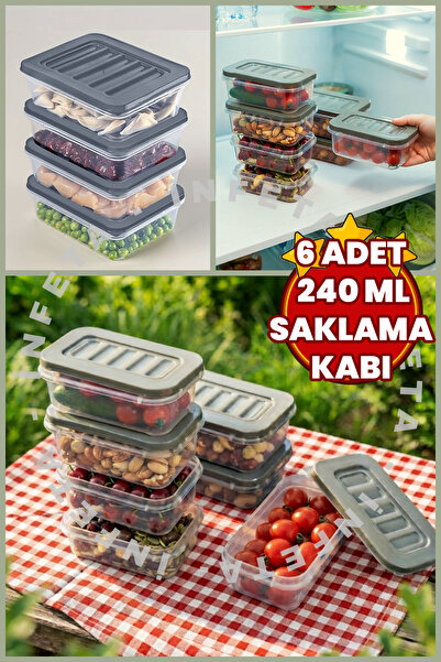 İnfeta 6-Piece 240 ml Microwave and Freezer Safe Storage Container with 6 Gra...