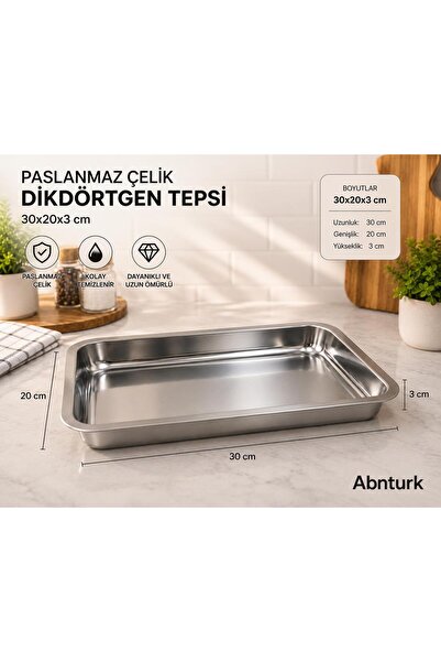 abnturk 30x20x3cm Paslanmaz Çelik Dikdörtgen Peynir Leğeni-Dayanıklı Kullanış...