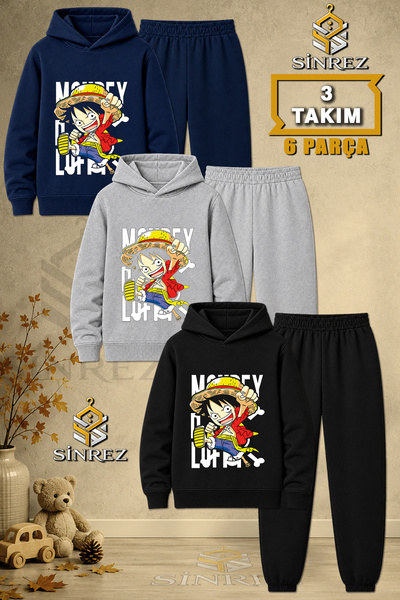 SİNREZ Children's Unisex 3Lu Samanadam One Punch Man Printed Hooded Tracksuit...