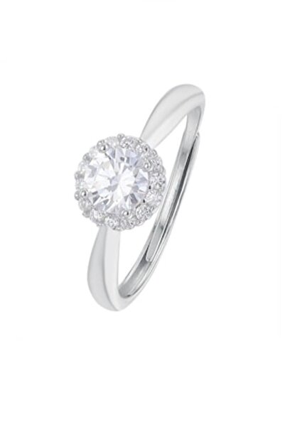 VENTİ Inel de logodnă solitaire rotund din Argint Sterling 925 cu piatră rotu...