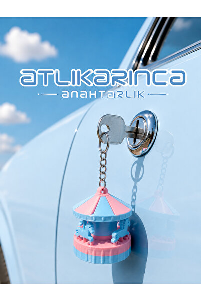 Pocket People Atlıkarınca Anahtarlık – 3D Tasarım Renkli Carousel Anahtarlık,...