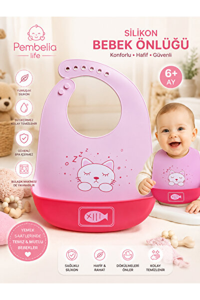 Pembelia Life Silicone Baby Bib, Children's Bib, Stain-Resistant, Washable, S...