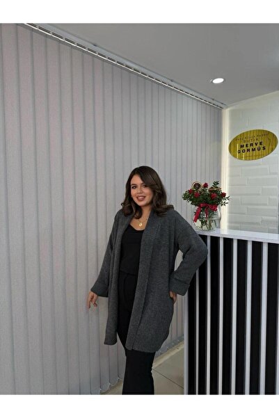 Vaveyla Cardigan tricotat cu guler șal, antracit, pentru femei |   Model supr...