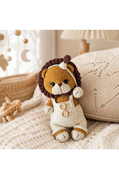 ONTİC El Örgüsü Amigurumi Aslan Oyuncak – El Yapımı Örgü Aslan Bebek Oyuncağı – Dekoratif Hediyelik