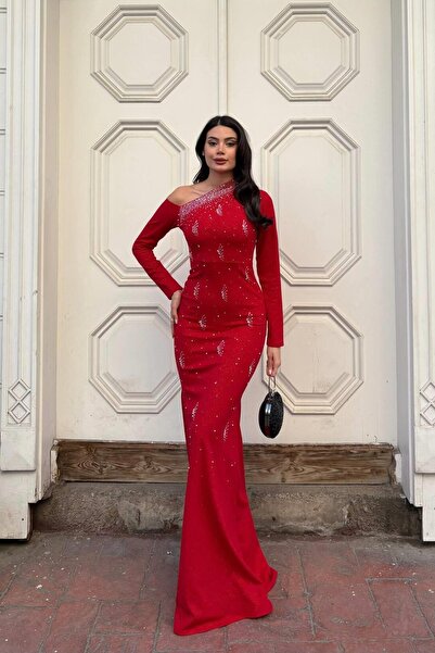 Euro Class Crepe Fabric One Shoulder Evening Dress