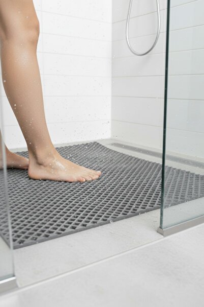 CARPAZAR 55x77 Delikli Banyo Duş Sauna Havuz Kenar Paspası – Su Geçirgen, Kay...
