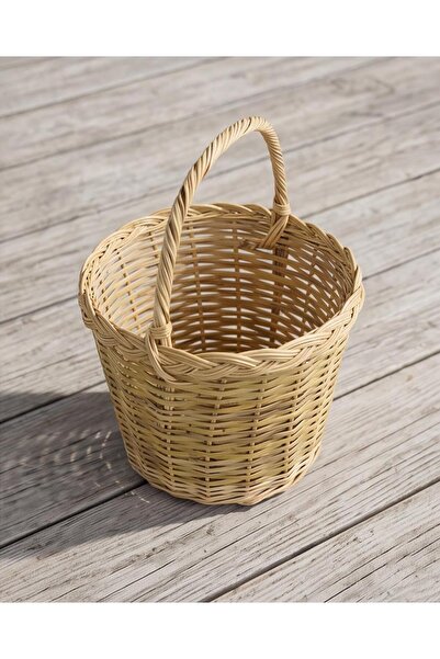 TerraVase Toprak Ürünleri Saplı Hasır Örgü Meyve Sepeti-33x27CM
