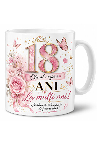 Generic Brand Cana personalizata aniversara 18 ani, „Oficial Majora”, cadou m...