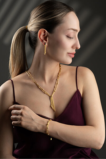 Silvano Jewelry 925 Ayar Gümüş Altın Model Hasır Set