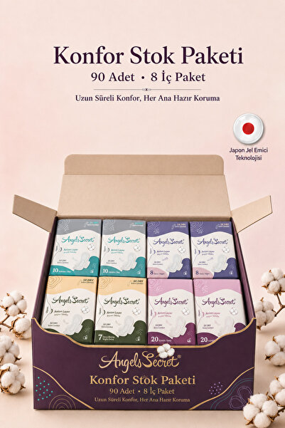 Angels Secret Konfor Stok Paketi 8'li Paket 90 Adet - 4 Farklı Koruma - 2 Gün...