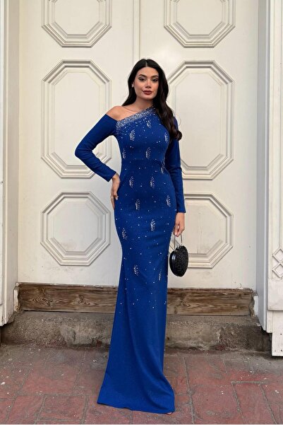 Euro Class Crepe Fabric One Shoulder Evening Dress