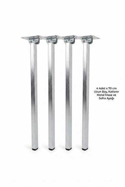 abnturk 4 Adet Uzun Boy Katlanır 70 cm Metal, Sofra ve Masa Ayağı,Paslanmaz K...