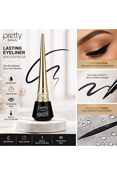 Pretty Beauty Waterproof Lasting Eyeliner Siyah Likit Eyeliner