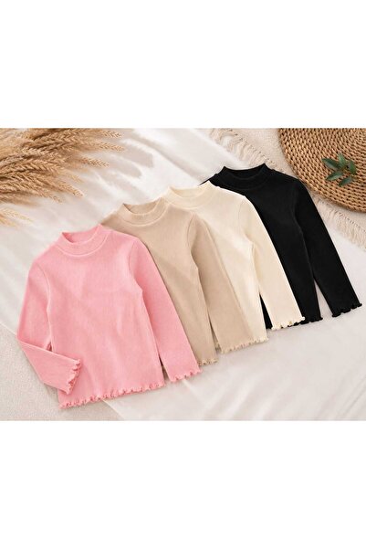 BEBEĞİME ÇORAP 4-Piece Baby Girl - Girl's Long Sleeve Ribbed Blouse
