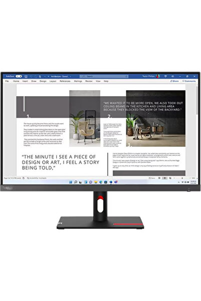 LENOVO Think Vision Monitör 27" Düz, FHD, IPS Panel, 3 Tarafı Kenarlıksız, 75...
