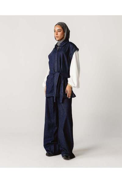 Glow Dark Blue Sleeveless Denim Set