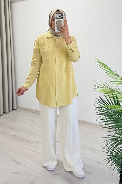 T Moda Store My Magazin Tansel Kumaş Yıldız Detay Çıtçıt Düğmeli Tesettür Gömlek