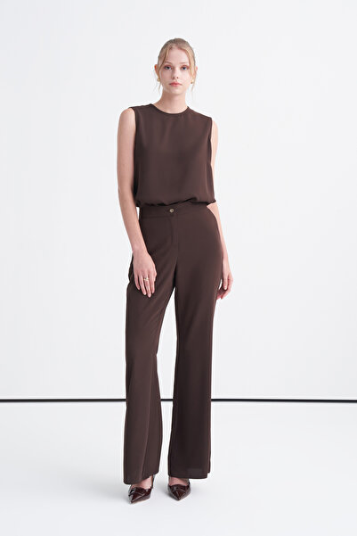 Zühre High Waist Spanish Flare Brown Trousers 0153