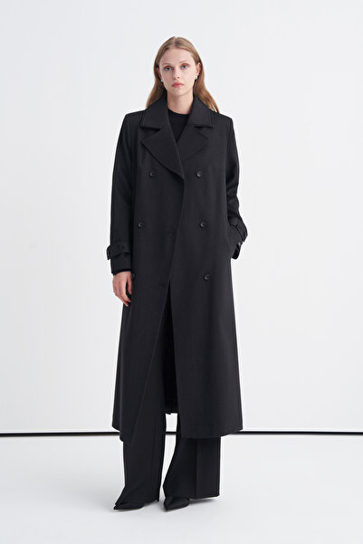 Zühre Black Coat with Straps, Cuffs and Belt 14149