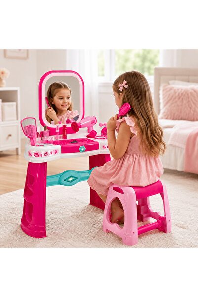 Baby Planet طقم تسريحة ومكياج أطفال بنات مع مرآة مضيئة LED وموسيقى - 27 قطعة ...