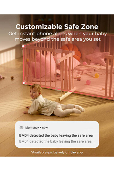 Momcozy BM04 Akıllı WiFi Bebek Kamerası ve 5 İnç Ekran – 1080P HD, Gece Görüşü, Çift Yönlü Ses