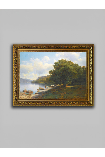 WoodyArts Pictură decorativă de perete pentru sufragerie, cu lac și un singur...
