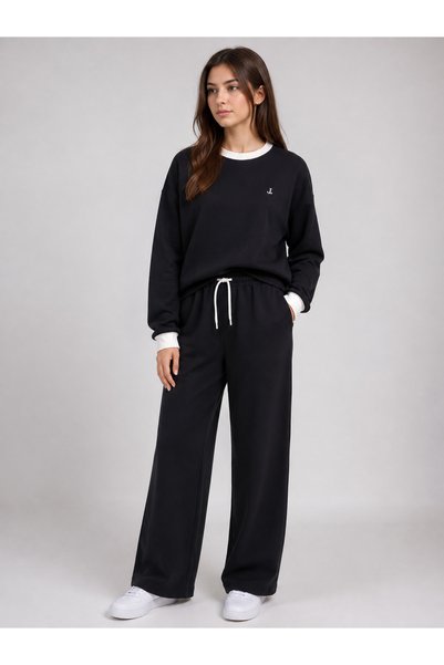 JoLLyGiyim Women's Tracksuit Set Comfortable Fit Oversize Sweatshirt Wide Leg...