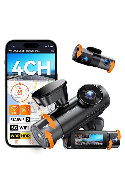 VANTRUE N5S 4 Kanal STARVIS 2 Araç Kamerası Araba 2.7K+ 1080P+ 1080P+ 1440P Ön İç Arka, HDR+ WDR