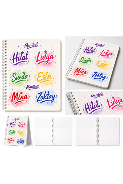 MANİFEST İsimleri A5 Yandan Spiralli Defter – Hilal, Lidya, Sueda, Esin, Mina...