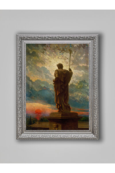 WoodyArts Bust gri înrămat în stil antic, pictură decorativă de perete pentru...