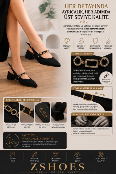 ZSHOES حذاء نسائي بكعب خفيف وتفاصيل مشبكية وقبعة واقية، ارتفاع الكعب 4.5 سم {يتضمن مقاسات خاصة كبيرة 41/42/43} N2