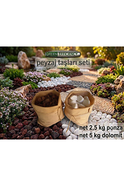 Green Efficiency Beyaz Dolomit Taş 5 kg + Kırmızı Ponza taşı 2.5 kg Set - Lav...