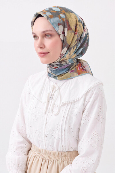 Silk Home لورينا - وشاح ناعم مزين بالزهور - رمادي غامق - 73156-16