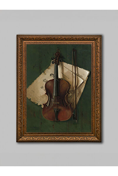 WoodyArts Vioara si notele muzicale Maro cu rama anticata Tablou decorativ de...