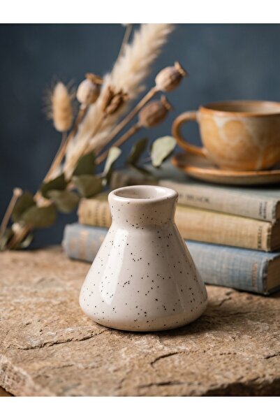 seda seramik El Yapımı Simli Minimalist Vazo Ve Obje 10x10x5 cm