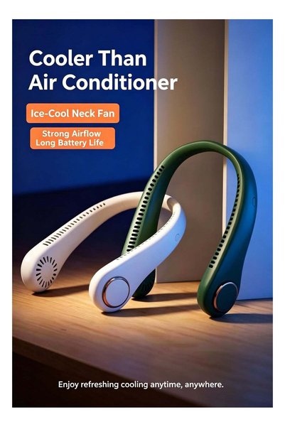 Generic Bladeless Neck Fan, Portable Wearable Cooling Fan with 3 Speed Levels, Quiet Operation, Long Battery Life, Flexible Soft Silicone, USB Rechargeable Mini Neck Cooler for Outdoor, Travel, Office