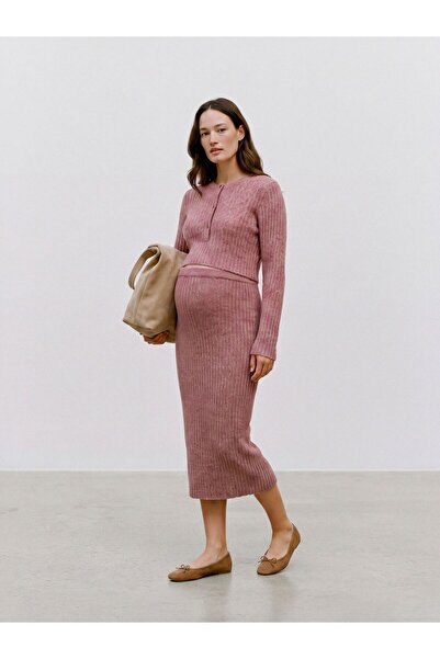 Mama Licious Strickpullover Normal geschnitten Rundhals Gerippte Ärmelbündche...