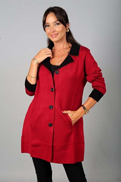 By Saygı Women's Long Plus Size Cardigan with Front Pockets