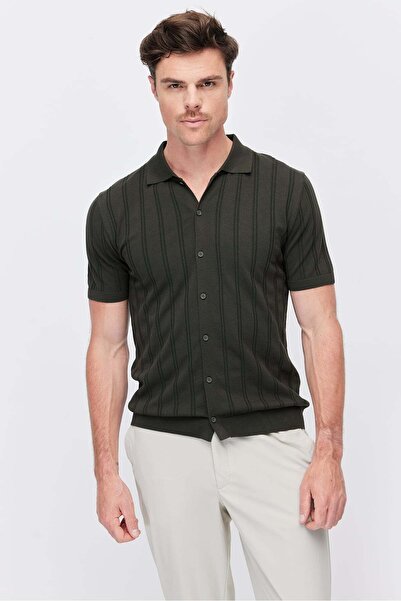 PAULMARK Erkek Detaylı Düğmeli Triko Polo Yaka T-shirt