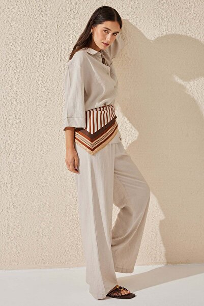 PAULMARK Women's Loose Wide Leg Tie Waist Trousers