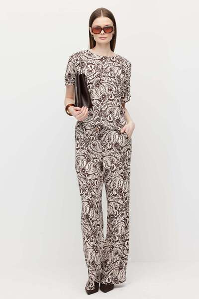 PAULMARK Women's Patterned Drawstring Waist Pants