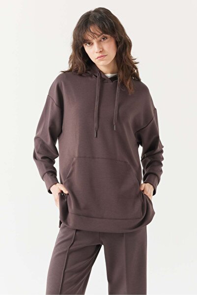 PAULMARK Kadın Kapüşonlu Basic Sweat Üst