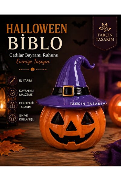TARÇIN TASARIM Halloween Biblo,Balkabağı Dekor,Sonbahar,Halloween