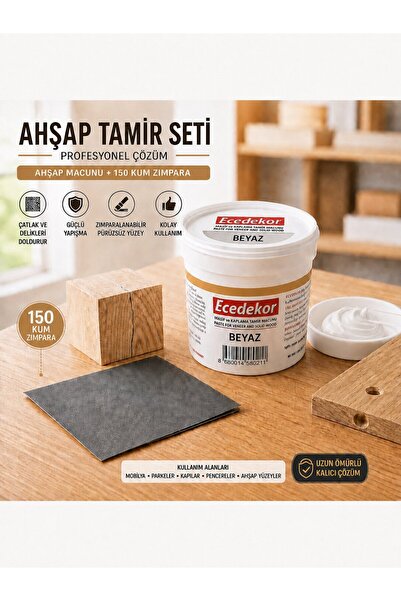 ESBH Beyaz Ahşap Tamir Macunu Seti 200 gr + 150 Kum Zımpara - Mobilya, Parke ...