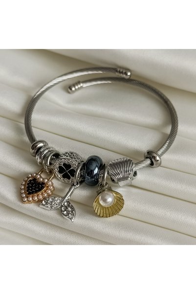 Dore Collection Pnd Model Charm Steel Bracelet
