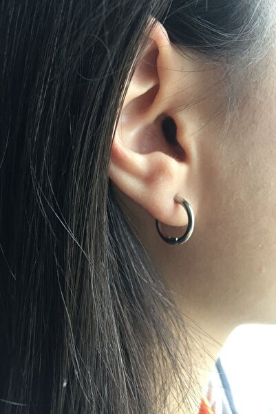 TakıConcept Sıkıştırmalı Deliksiz Kulaklar Için 316l Çelik Kadın Erkek Halka Küpe Gümüş Renk