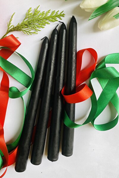 SANAT SEPET İŞLERİ Premium Yılbaşı Özel Siyah Renk Kokulu Konik Şamdan Mum - ...